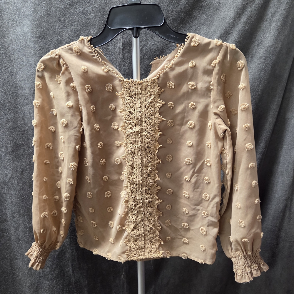 Charming Tan Lace Kids Blouse